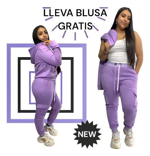 Conjunto Dama Chaqueta, Jogger + Blusa Gratis En Algodon