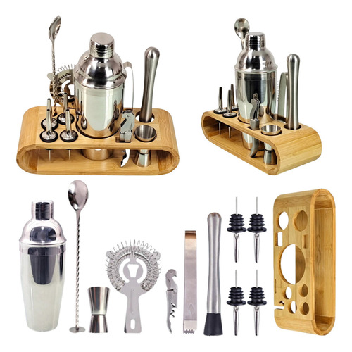 Kit Bartender Profissional Coqueteleira Aço Inox 12pçs Drink