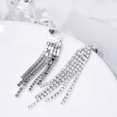 Pendientes Colgantes Lineales Con Borlas Tipo Chandelier De