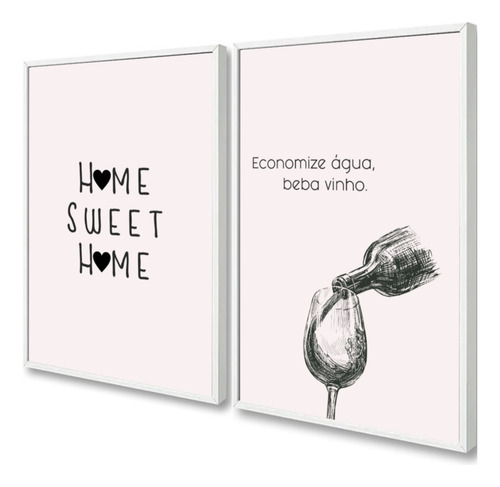 Quadros Decorativos Home Sweet Home Vinho Frases Com Moldura