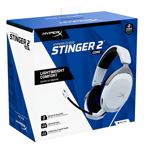 Headset Gamer Hyperx Cloud Stinger Core 2 Ps4/ps5 - Branco Branco