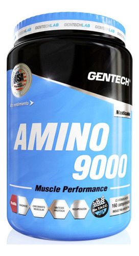 Aminoacidos Gentech Amino 9000 160 Comp Masticable Sin Tacc