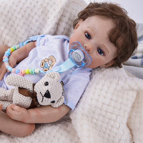 Brastoy Menino Boneco Bebê Reborn Pintada Príncipe Silicone Acessórios 48cm