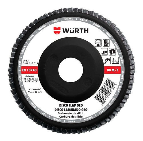 Disco Flap Wurth Pulir Granito/vidrio Gr 120 Carb De Silicio