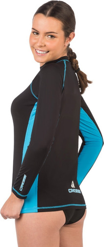 Playera Cressi Rashguard Lady Larga Natación Black/ Cian