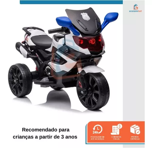 Mini Moto Elétrica Infantil Triciclo Motorizado Criança Cor Azul-marinho