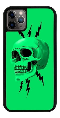 Funda Uso Rudo Tpu Para iPhone Calavera Craneo Fondo Verde