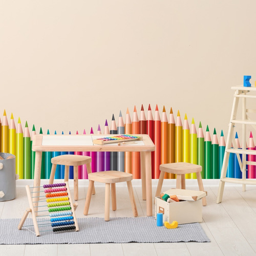 Imagem 3 de 7 de Adesivo Parede Infantil Lápis De Cor Onda Colorida