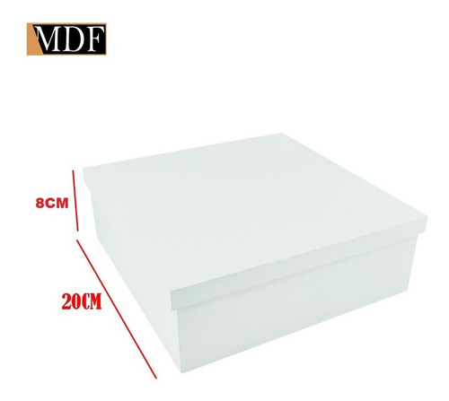 5 Caixa Quadrada Tampa De Sapato 20x20x8 Mdf Madeira Pintado Cor Branco