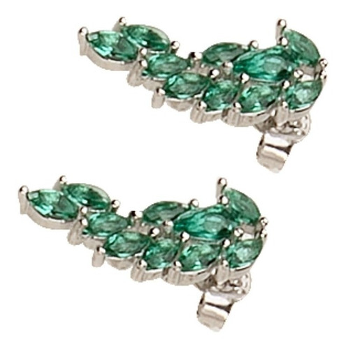 Aros Trepadores Color Verde Esmeralda De Plata 925 Mod 20191