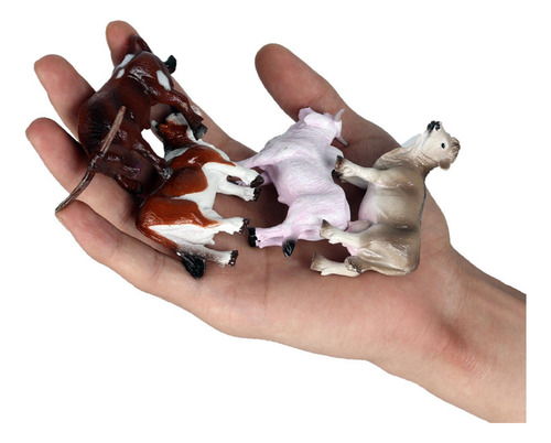 2 Estatuilla De Ganado 4pcs Toro Simulado Animales Realistas