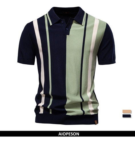 Polo De Malla A Rayas Para Hombre, Camisas Polo Masculinas