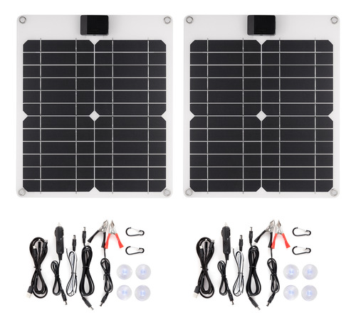 Placa De Carga Solar 15w*2 5v/12v Con Puertos De Salida Usb