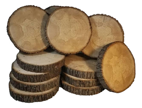 Paquete De 12 Rodajas De Madera Natural 25 Cm