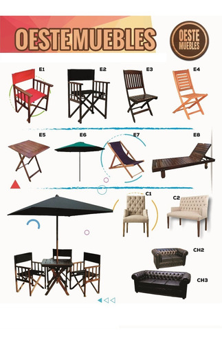 Sillones Director Madera Y Mesa Plegables Fábrica Exterior Bar Jardin