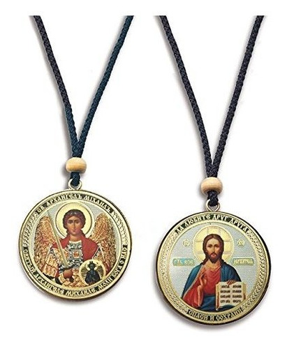 Collar - 2 Sided Car Room Archangel St Saint Michael Icon Pe