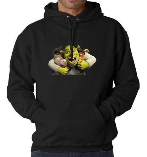 Buzo Buso Saco Hoodies Negro Shrek Burro Gato