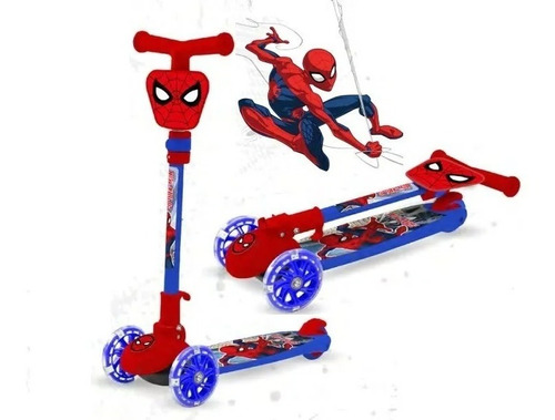 Monopatin Spiderman Hombre Araña Plegable Metal Grande 