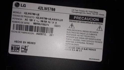 Imagen 2 de 2 de Televisor LG 42 3d Targeta Video Mala Doy 4 Lentes