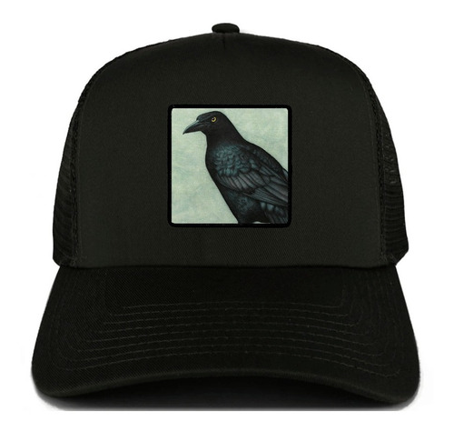 Cuervo Negro Crow Gorra Trucker Gabardina Con Parche