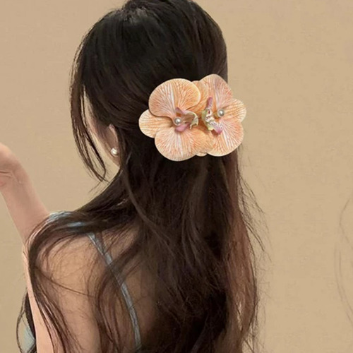 Zh 2 Pinzas For El Pelo Con Forma Flor Orquídea Y Perlas