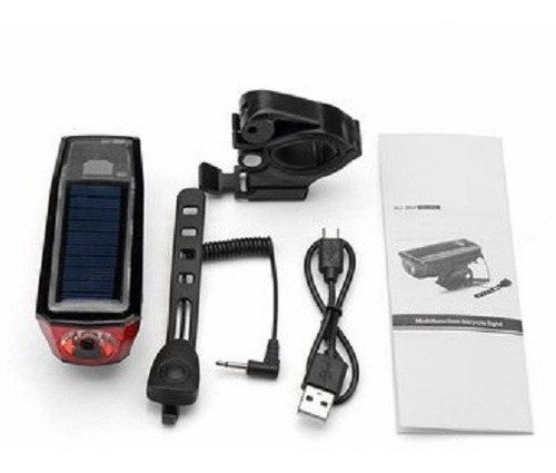Luz Bicicleta 350 Lum, Panel Solar, Powerbank, Recargable