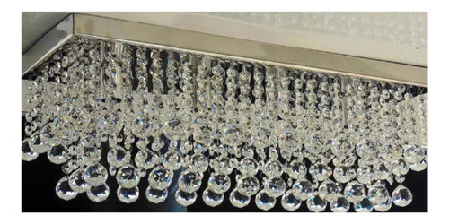 Lustre Plafon Retangular De Cristal Legítimo C/ Lâmpadas Led Cor Branco 110V/220V