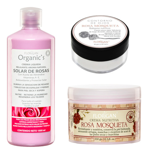 Kit Crema Rosas 1l + Balsamo + Crema Rosa Mosqueta Florigan®