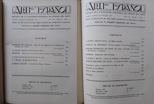 Sociedad Española Amigos Arte Español 1931 Tomo X N°5 6 7 8