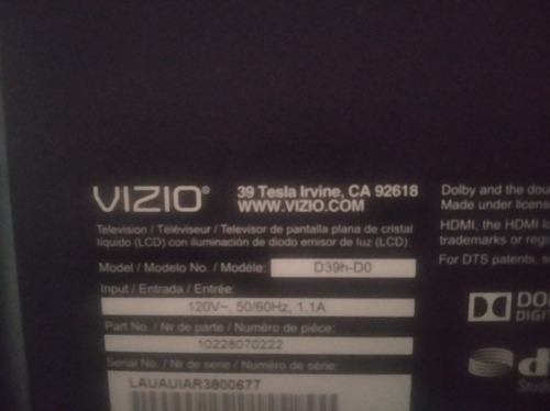 Tv Vizion 39 Pulgada Para Repuesto. (Usado)