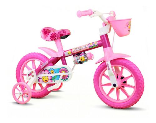 Sillín Nathor Aro 12 Flower de PU rosa para bicicleta infantil