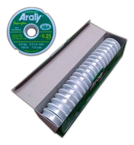 Tanza Pesca Araty 0.25 Mm Caja 20 Rollos X 100 Mts - Fdn Color Transparente