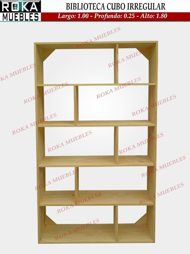 Imagen 6 de 7 de Biblioteca Cubo Irregular Pino 60x25x180 Roka