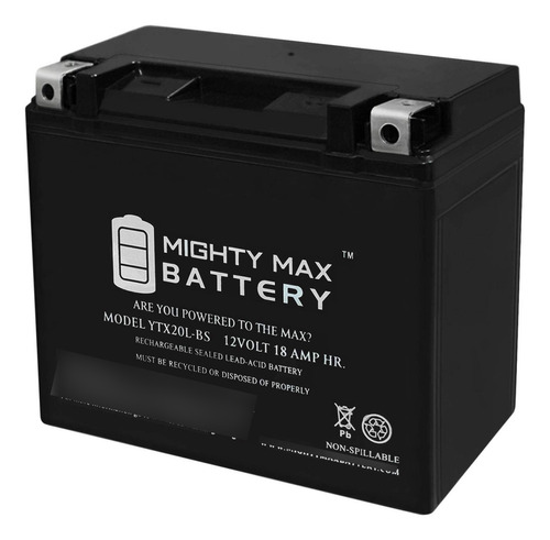 Mighty Max Battery Ytx20l-bs - 12 Voltios 18 Ah, 270 Cca, B.