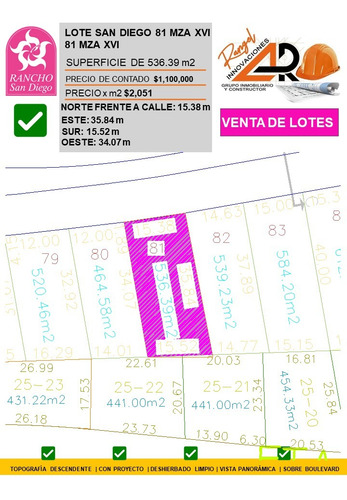 Venta Lote San Diego 81 Mz Xvi Con Todos Los Servicios, Vistas Panorámicas, Proyecto Arquitectónico Incluído En Av Principal Fracc Rancho San Diego Ixtapan De La Sal Edomex