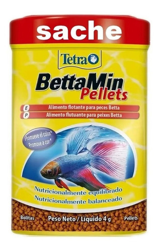 Tetra Bettamin Pellets Sache 4g - Ração P/ Peixes Betta
