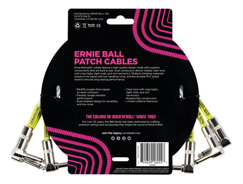 Imagem 2 de 6 de Cabo P10lxp10l Guitarra Pedal 30,48cm C/3 Branco Ernie Ball