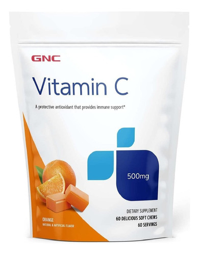 Vitamina C 500 Mg Gnc 60 Masticables Sabor Naranja