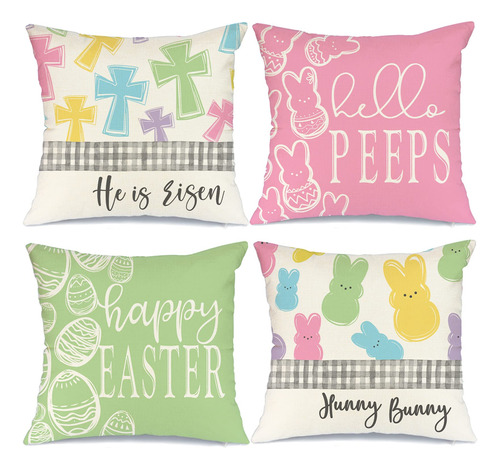 Geeory Juego Funda Almohada Happy Easter 18 X 18  Hello He