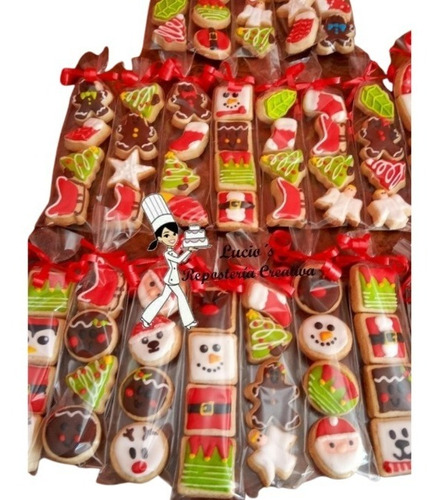 100 Paquetes Con 4 Mini Galletas Navideñas