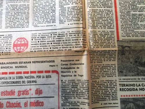 Granma Diario Cubano Original La Habana 1986 Único Excelente (Usado)