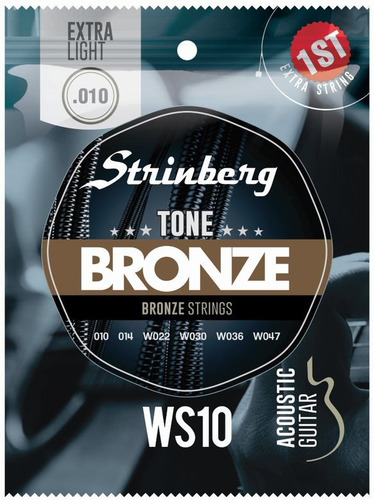 Imagem 2 de 3 de Encordoamento Aço Violão 010 Strinberg Ws10 Aço Bronze