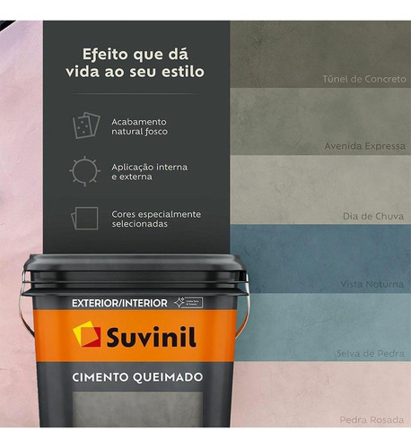 Cimento Queimado Para Paredes 5 Kg Suvinil Tunel De Concreto