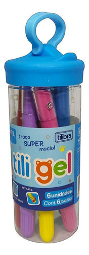 Giz De Cera Retratil Gel Aquarelavel 6 Cores Potinho Tilibra