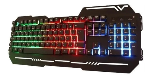 Teclado gamer Weibo WB-539 QWERTY portugués Brasil color negro con luz 3 colores