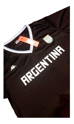 Imagen 3 de 7 de Remera De Básquet Selección Argentina Kappa C/negro