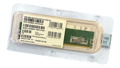 Imagen 3 de 5 de Memoria Servidor Hp Proliant 8gb 1rx8 Ddr4 Pc4-19200 2400 R.