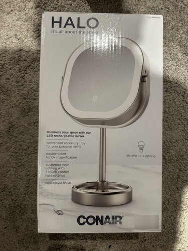 Espejo Maquillaje Recargable Conair Halo C/ Aumento Luz Led
