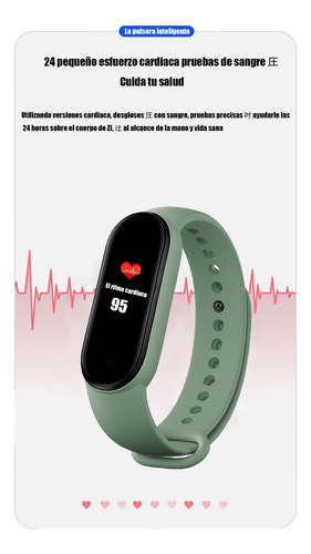 Pulsera Inteligente Deportiva M5 Fitness Negro Milanese Verde Negro