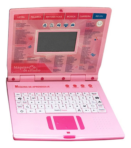 Computadora Didactica Infantil De Juguete Laptop Para Niños Color Rosa Pálido